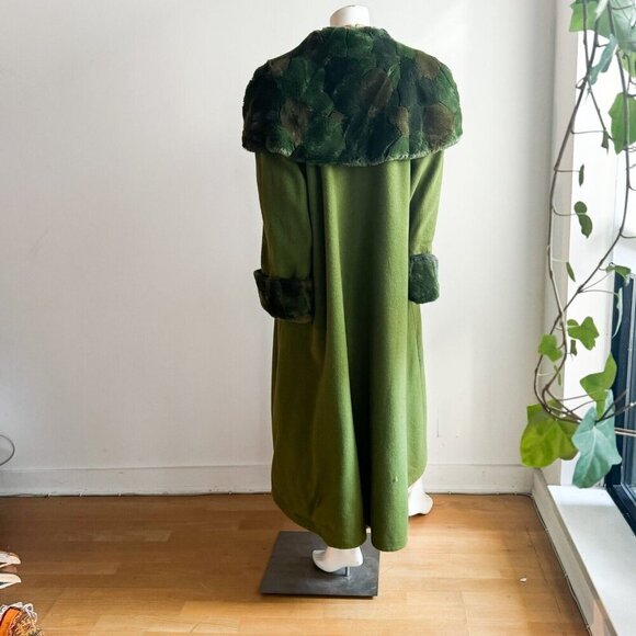 Lace by Nelly Anne Green Wool Faux Fur Fitted Waist A line Coat XXL - Picture 8 of 12